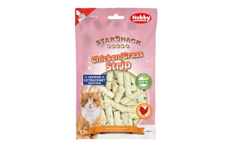 تشویقی گربه برند نوبی، طعم مرغ و علف گربه، ۶۰ گرمی، آلمان